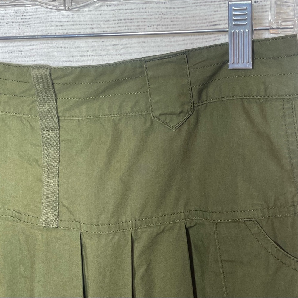 Hurley Khaki Hi-Lo Flap Pockets Pleated Mini Skirt Sz 3 - Picture 10 of 11